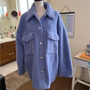 Monki Light Blue Teddy Jacket